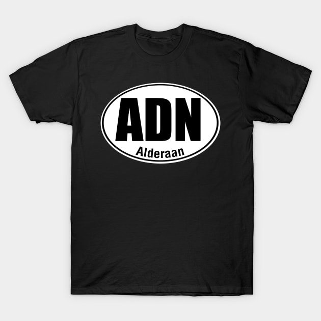 Alderaan Travel Sticker T-Shirt by PopCultureShirts